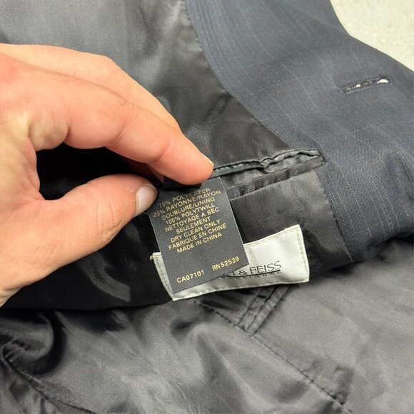 Joseph & Feiss International Suit 2pc Pinstripe Black 38R 32x28 - Picture 9 of 12